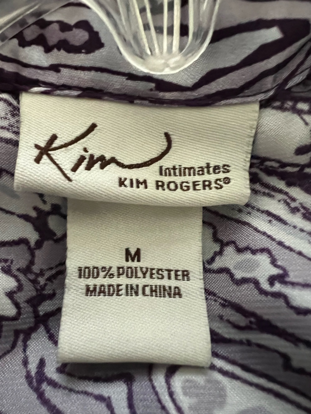 Kim Rogers Pretty Lilac Paisley Satin Button-Front Long Sleeve Night Shirt - Picture 5 of 6
